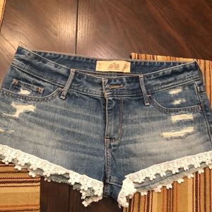 Hollister low rise shorts with lace trim